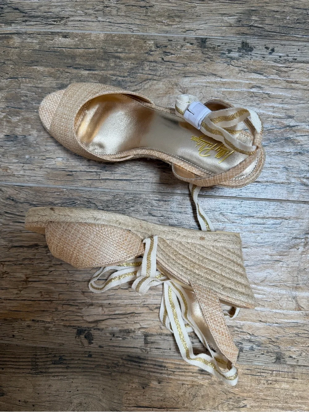 Lilly Pulitzer Paley Espadrille Wedge in Natural Size 9.5 Ankle Wrap Tie New